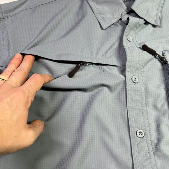 Drake Performance Fishing DPF Men's M Grey Long Sleeve Shirt Vented Pockets - Picture 6 of 12